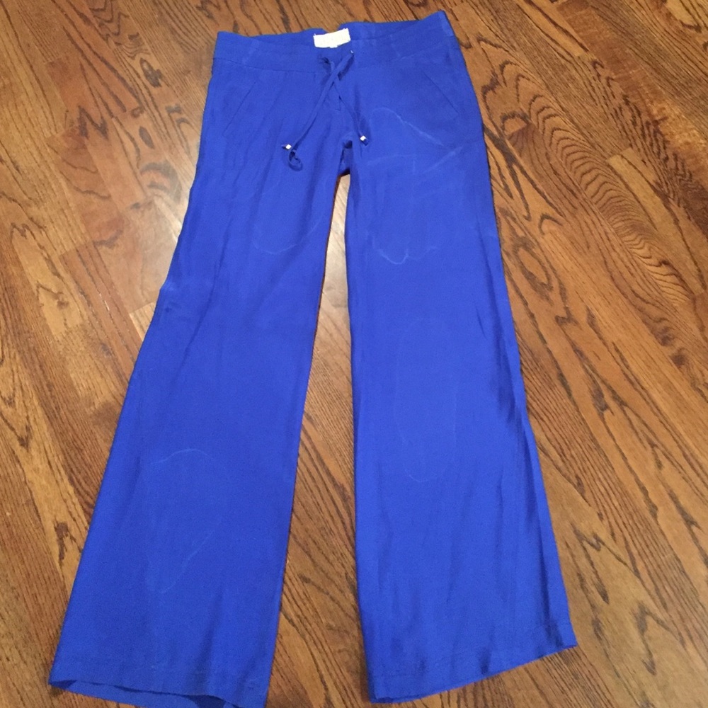 100% silk royal blue pants