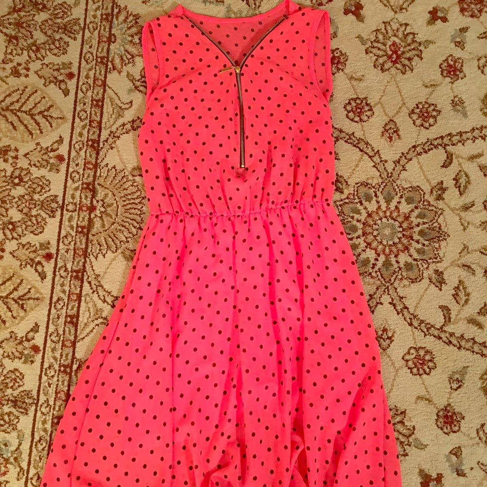 Red dress with black polka dots