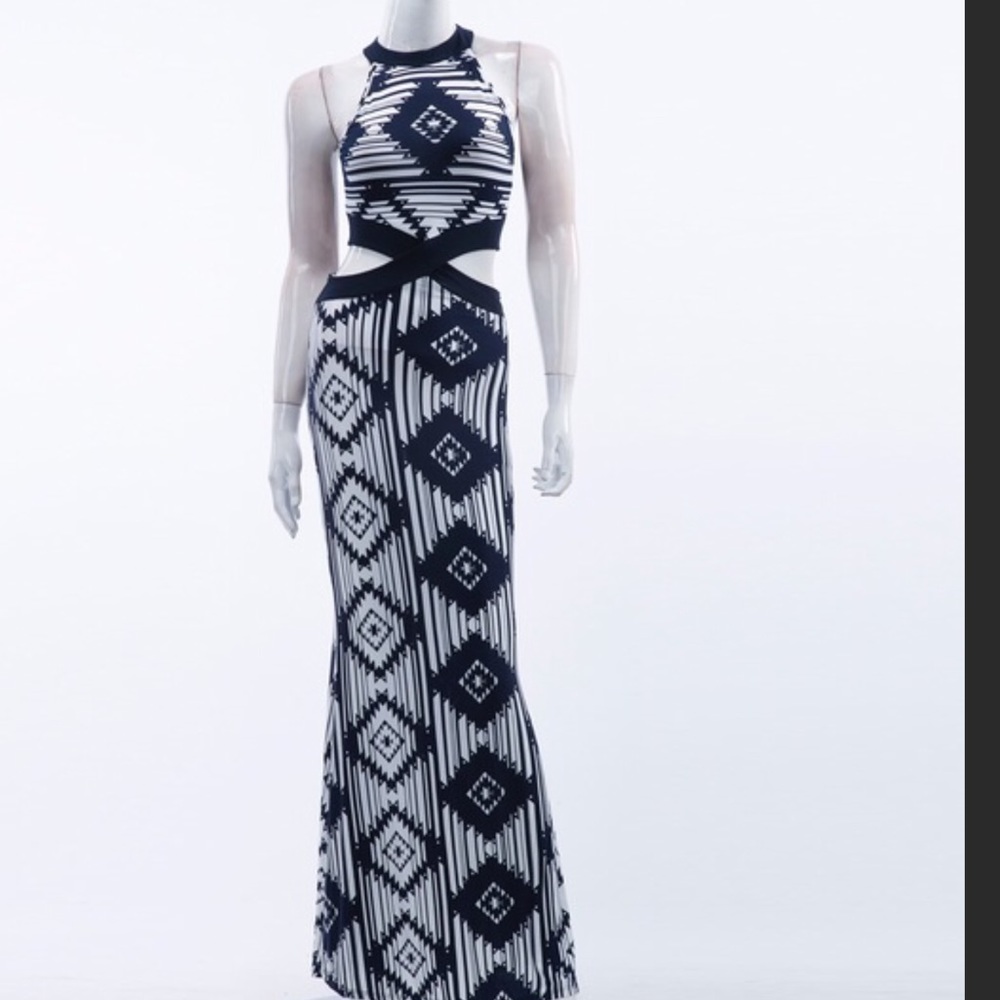 Open side Aztec print Maxi Dress