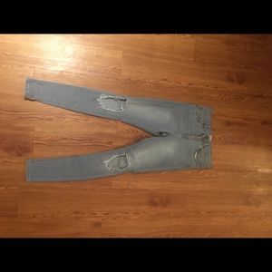 Asos high waisted skinny jeans with busted knees