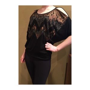 Miss Me Sequined Black Shirt