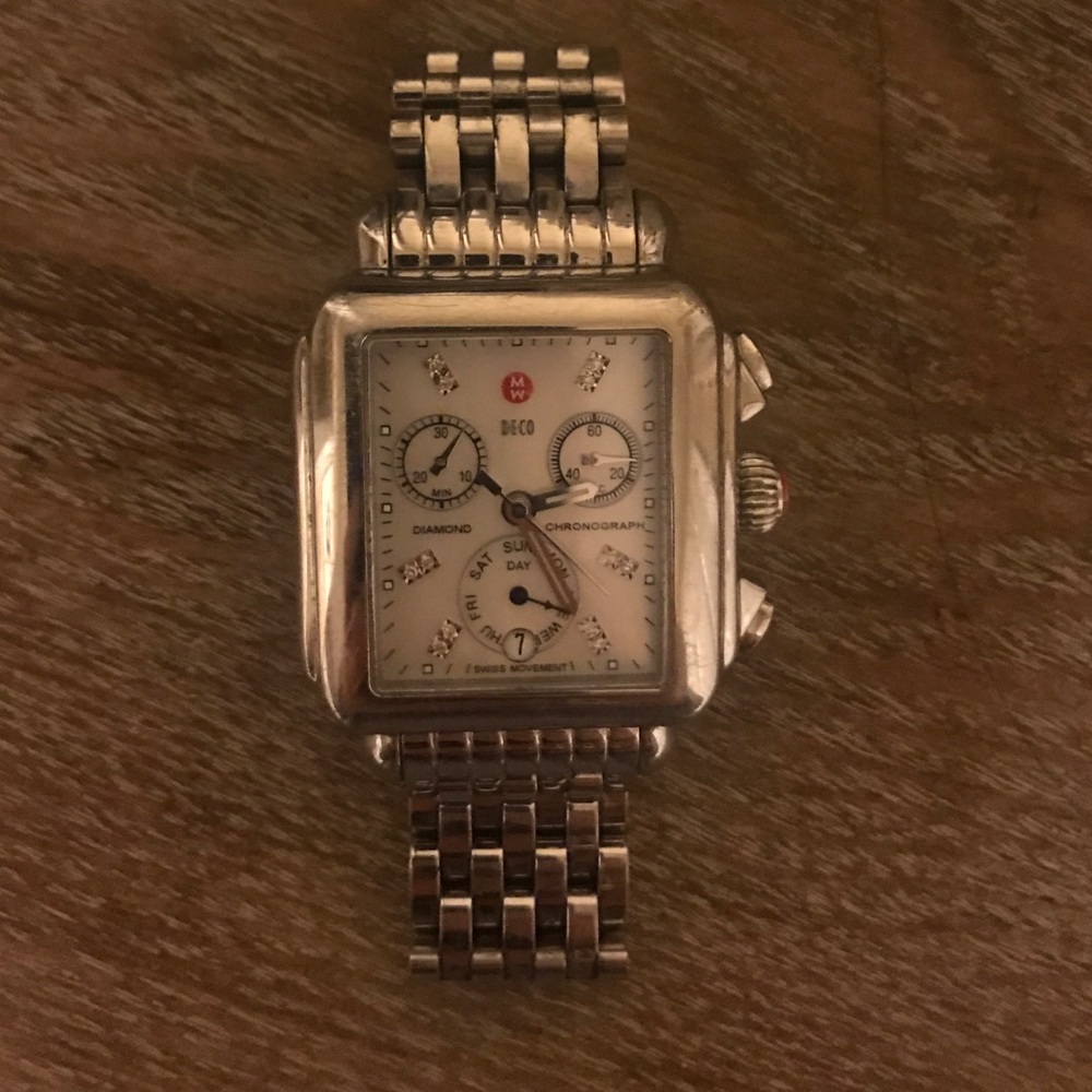 Michele Signature Deco Diamond Dial Watch