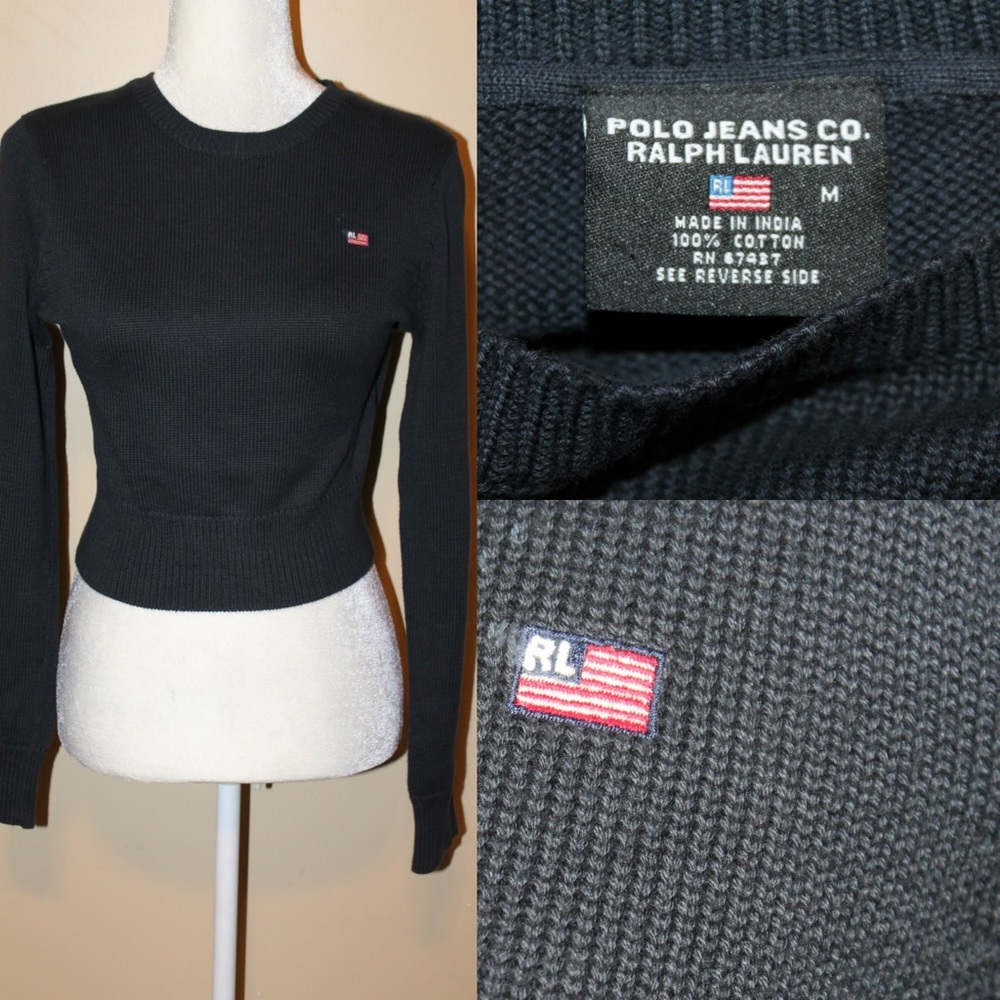 🎈SALE🎈RALPH LAUREN VINTAGE cropped Blue Sweater