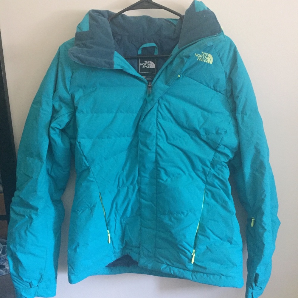 Blue green North face jacket