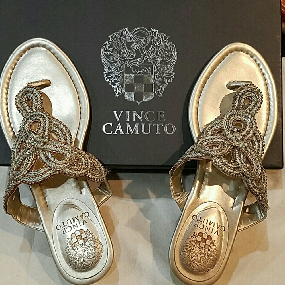 Vince Camuto Idan Metallica Thong Wedge Sandal