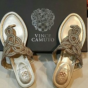 Vince Camuto Idan Metallica Thong Wedge Sandal