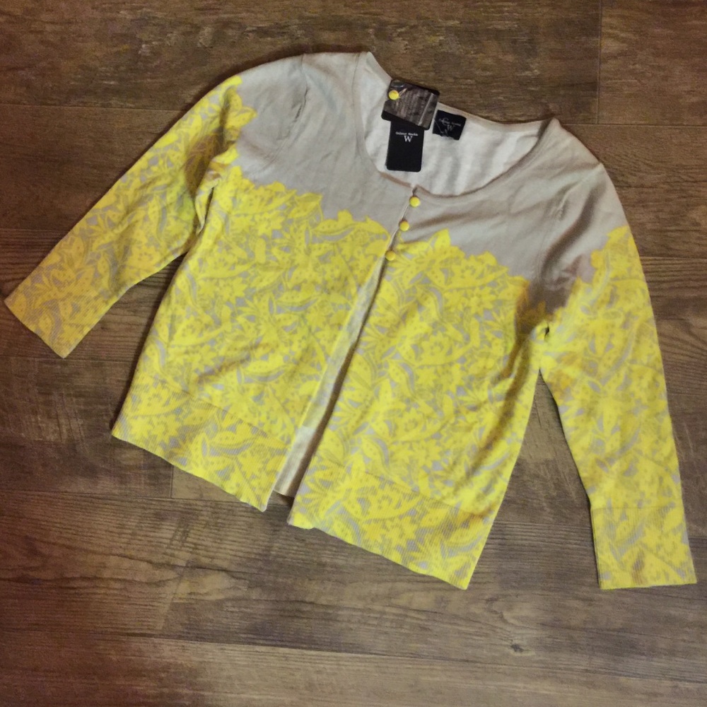Colour Works Yellow/Sand  3/4 Sleeve Cardigan