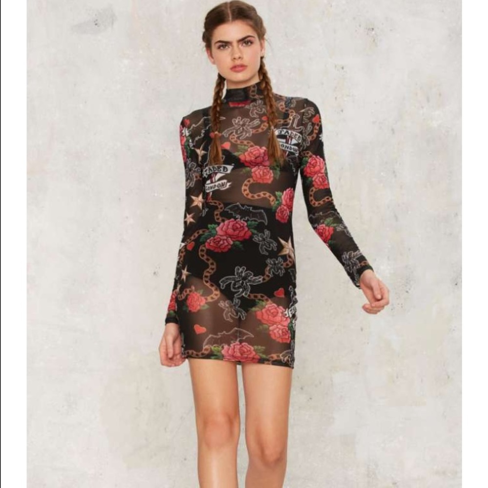 *SOLD*nasty gal mesh tattoo dress sz s