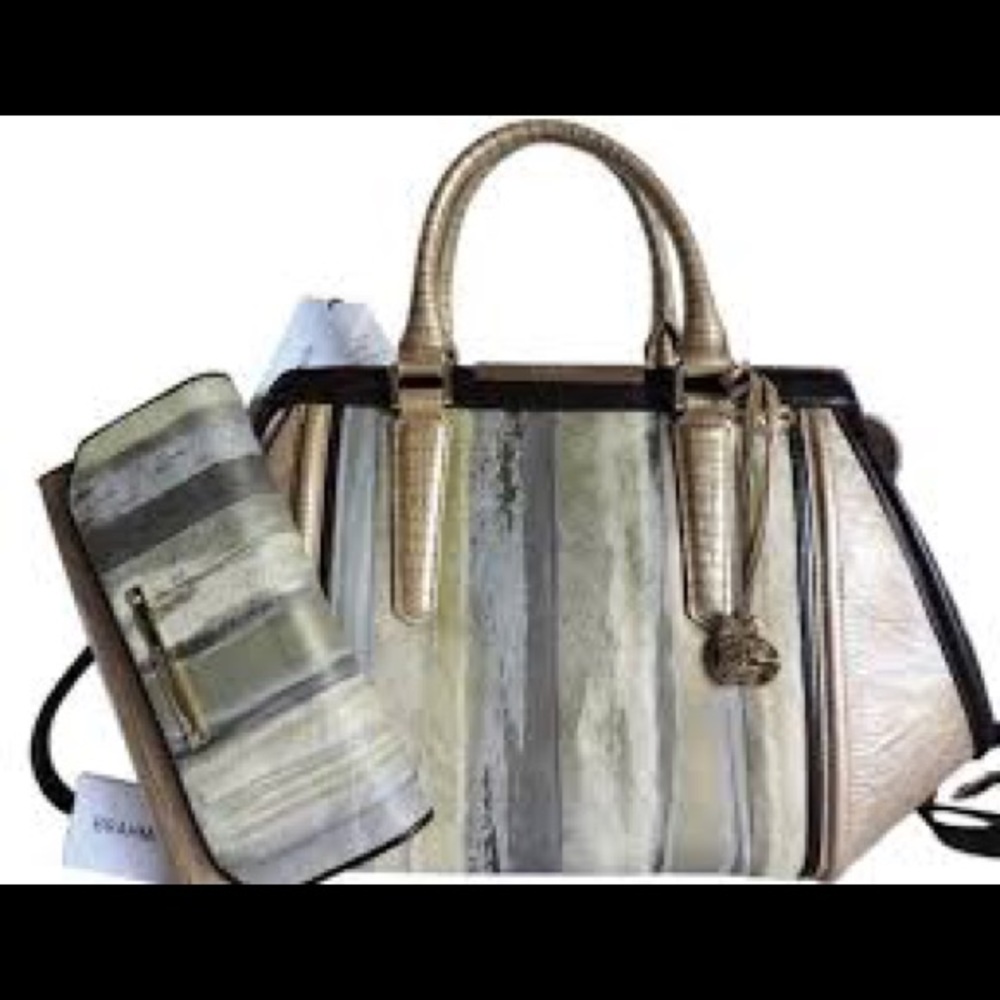 Brahmin Arden Leather & Fur Satchel & Wallet