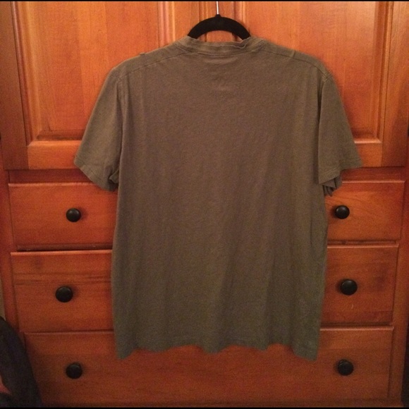 Olive green v-neck t-shirt. - Picture 2 of 2