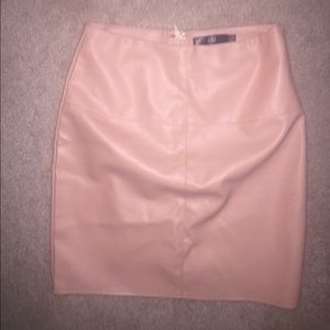 Pink faux leather skirt