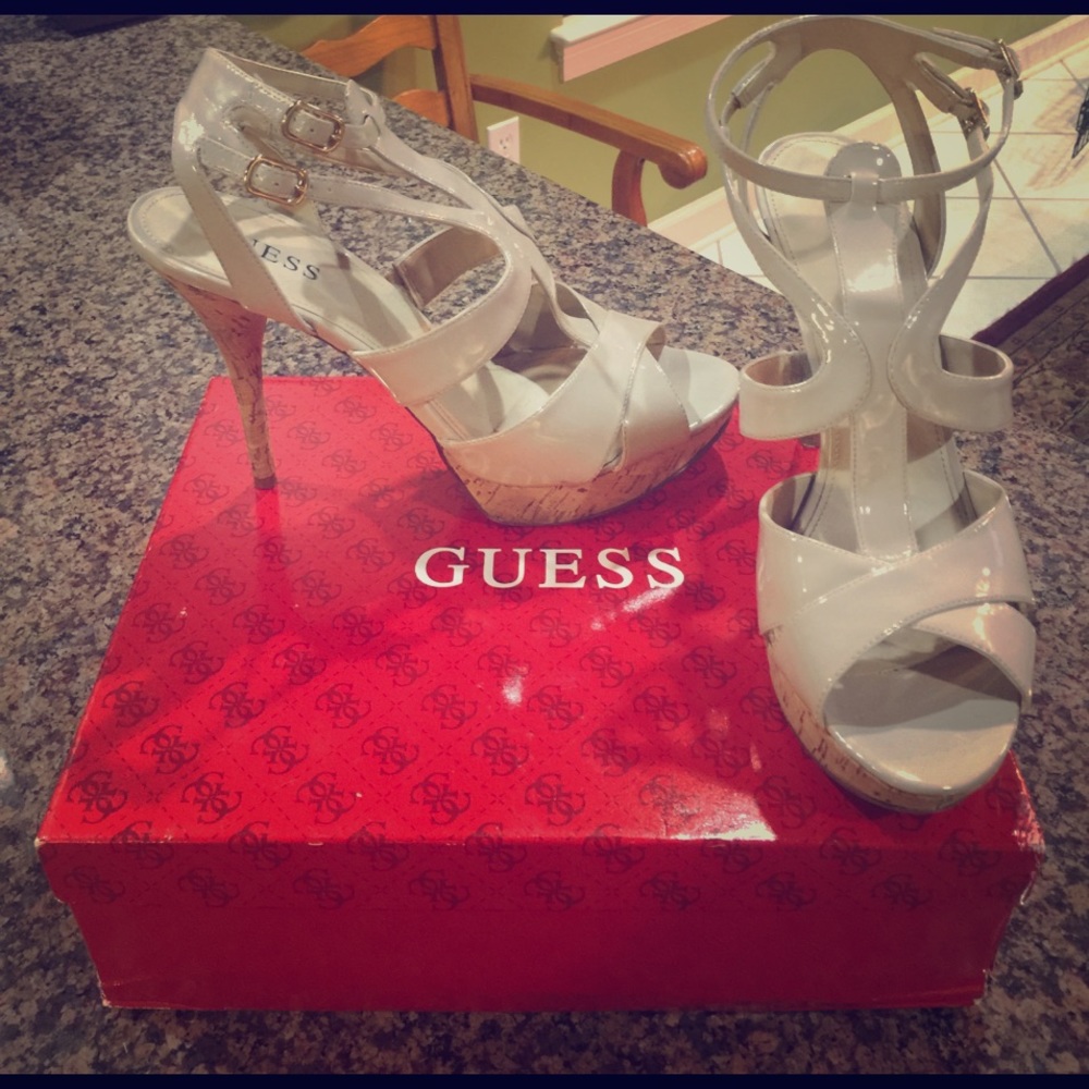Guess corked platform heels