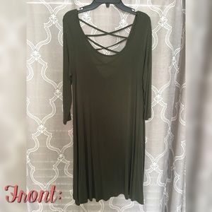 Green open back stylish dress