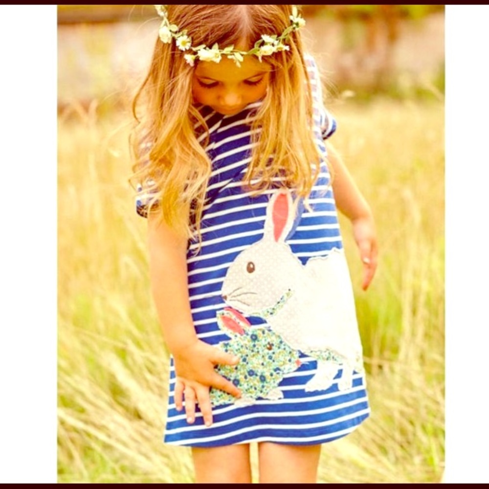 Girls Spring Bunny Dress Chic Child liNen 24 Month