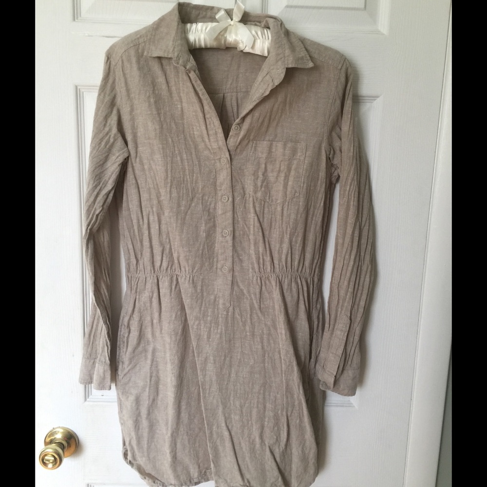 Tunic shirt dress beige linen
