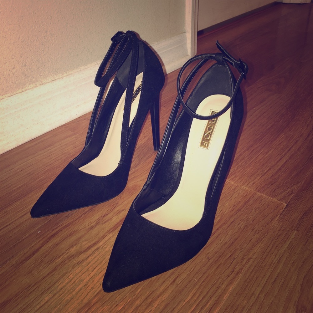 Black Stilettos with ankle strap STUDIO F