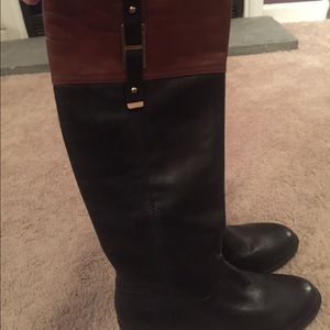 Tommy Hilfiger black and brown riding boots