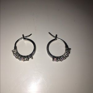 White opal earrings hoops