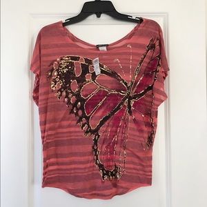 Coral butterfly shirt