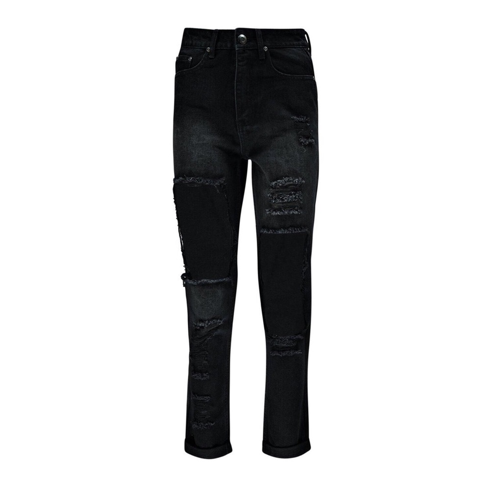 Black distressed boyfriend jeans