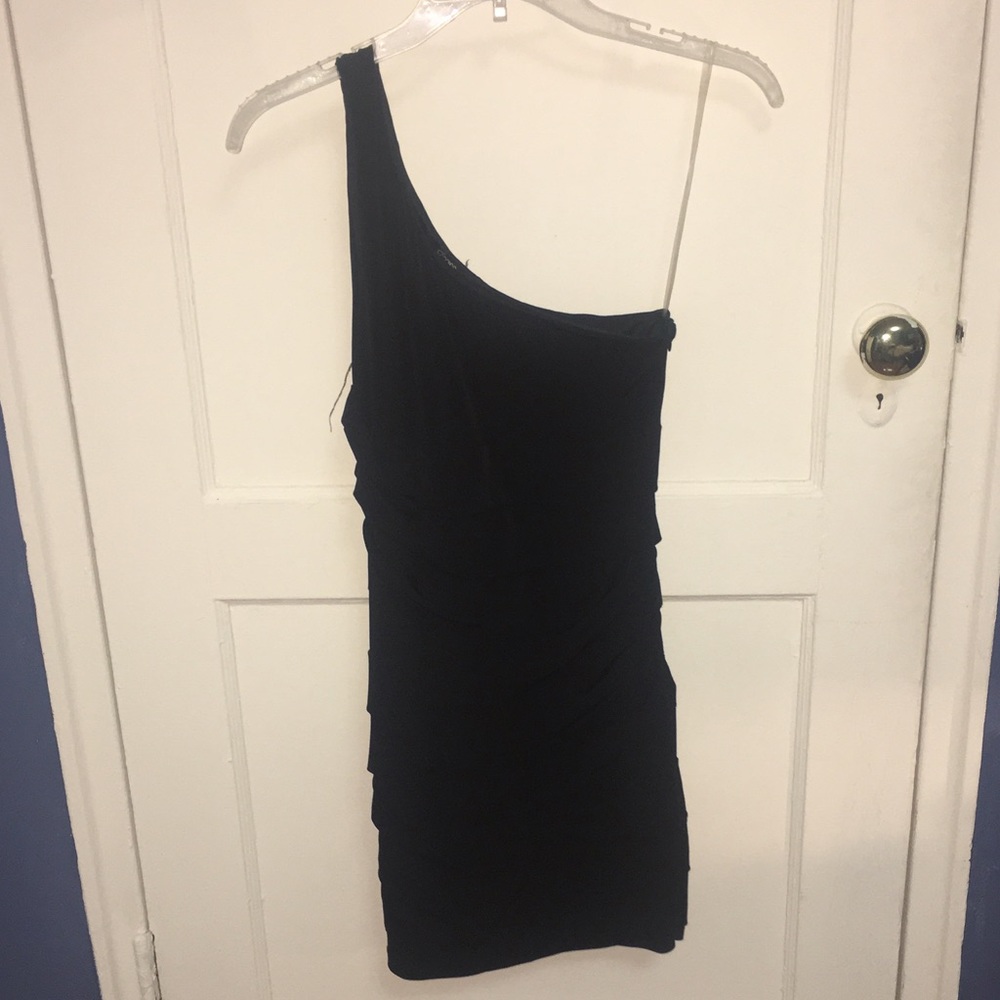 Black off the shoulder cocktail dress