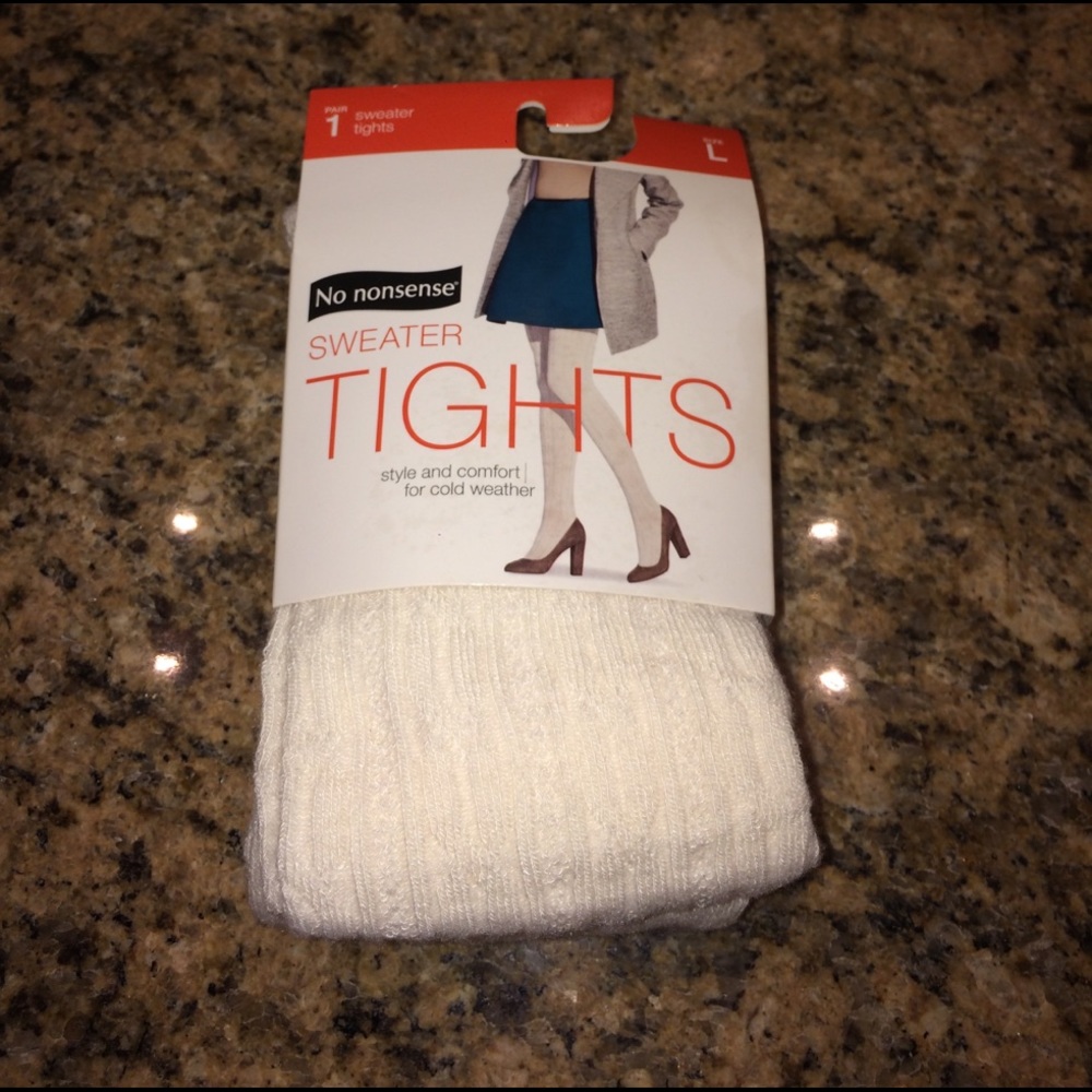 NWT Ivory No Nonsense Sweater Tights, Size Large
