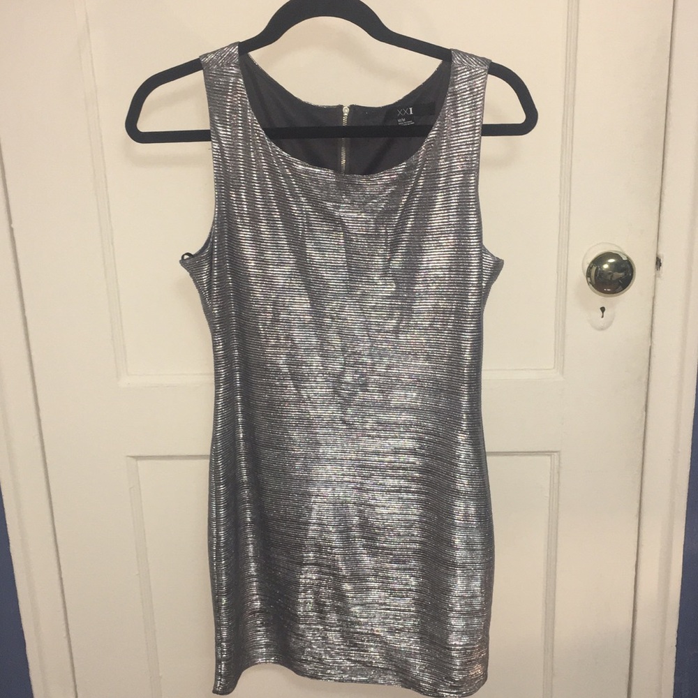 Metallic Silver Forever 21 mini dress - medium