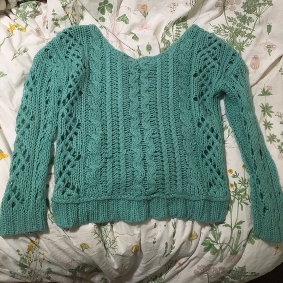Free People Chunky Fluffy Mint Sweater - Picture 2 of 3