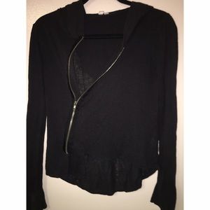 BLACK ZIP UP CARDIGAN