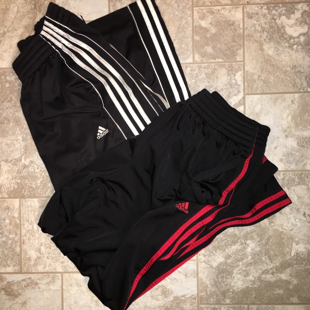 2 pair of straight leg adidas pants