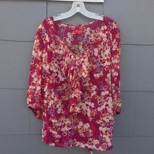 Elle Ruffle Front Floral Blouse
