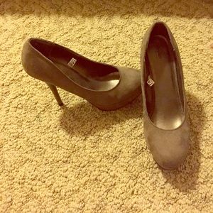 Gray suede heels