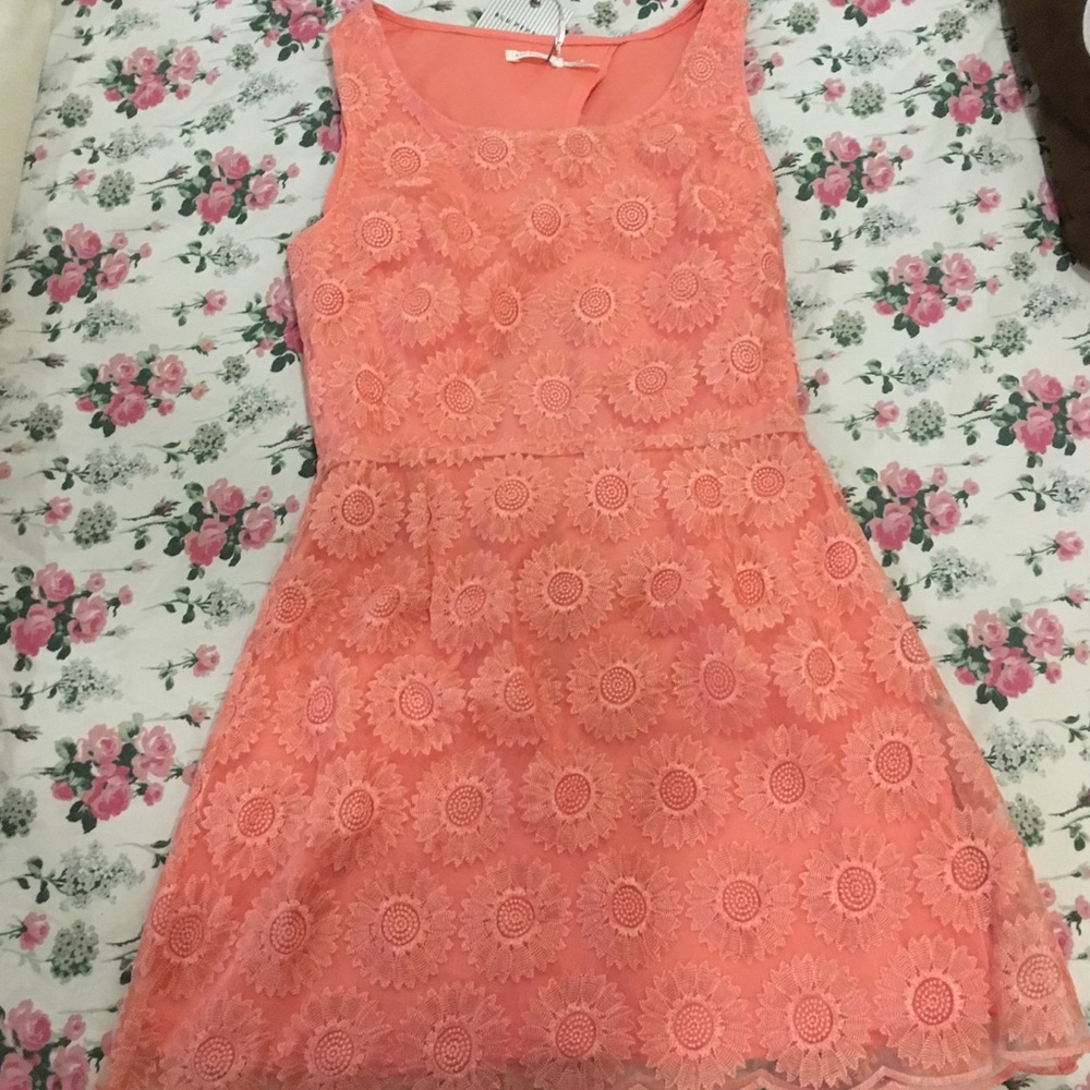 Orange floral coral dress