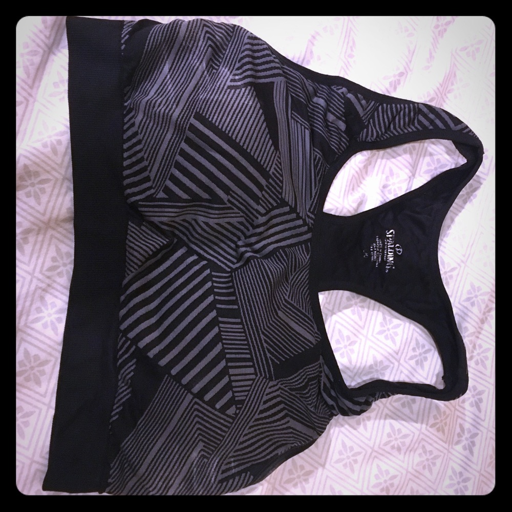 Black & grey padded sports bra