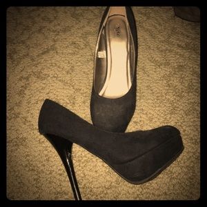 Suede black high heels