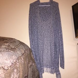 Hooded Gray Knit Cardigan