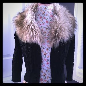 Juicy Couture Black Sweater with Fur Collar