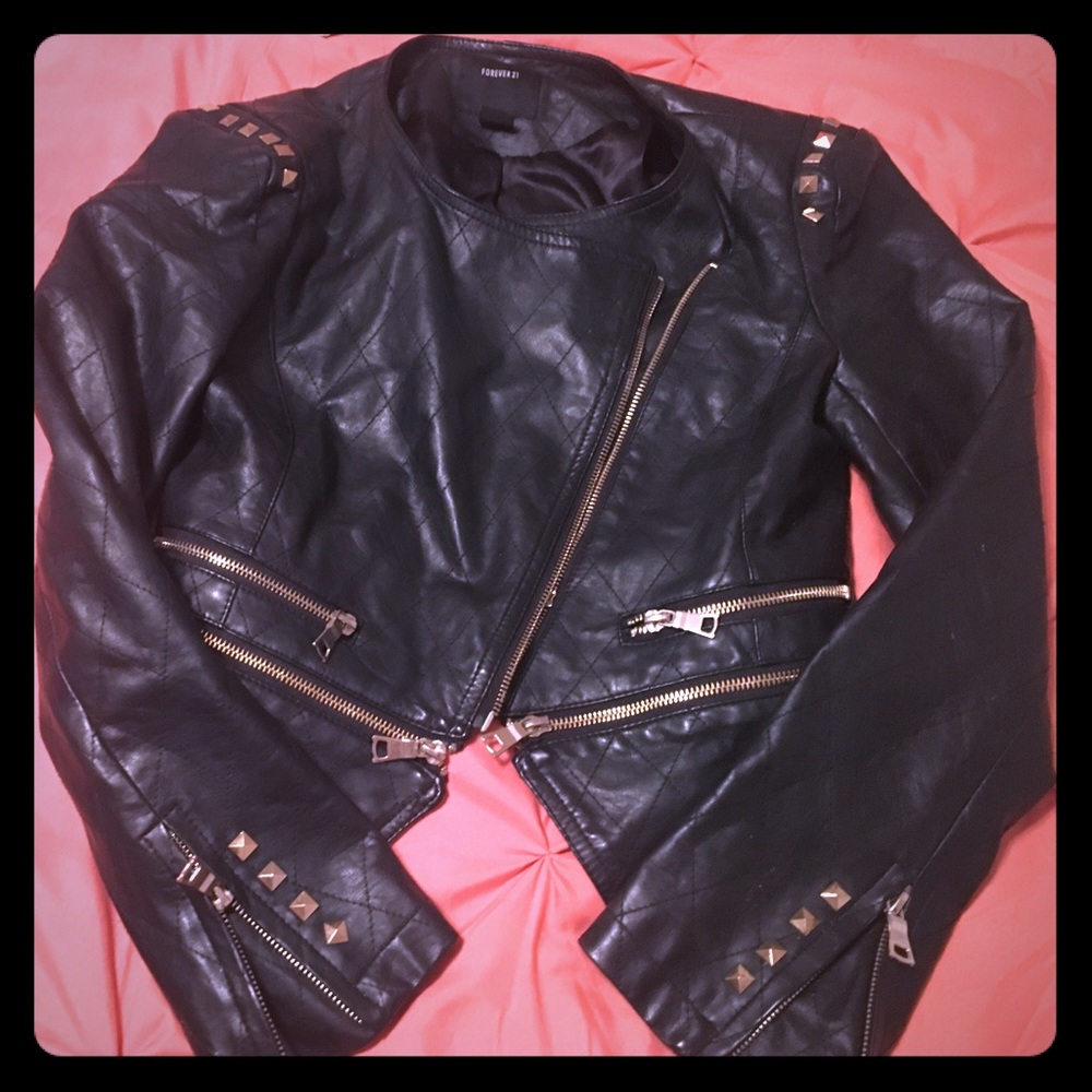Black leather jacket from forever 21. Size small.