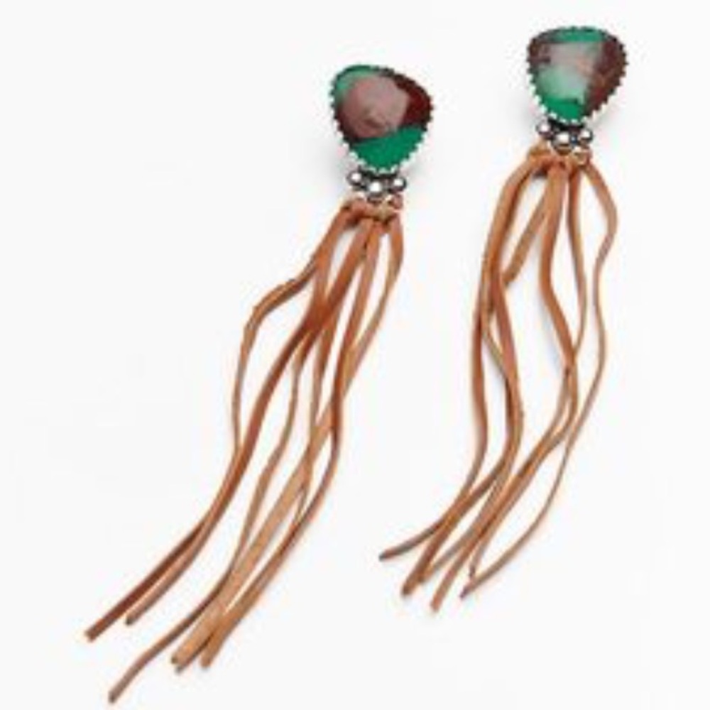 Free People stone leather earrings