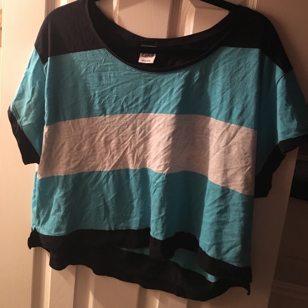 PINK CROP TOP BLUE