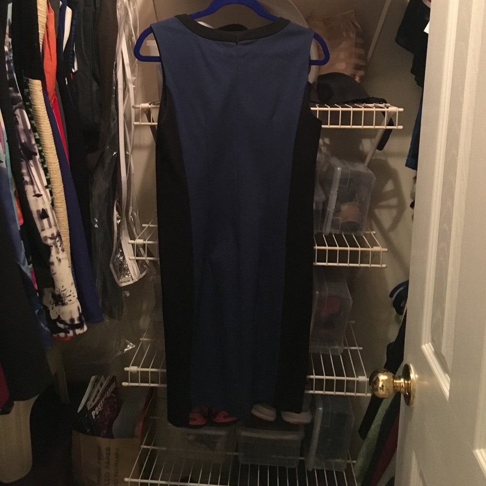 DKNY Navy and Black Colorblock Ponte Dress - Picture 4 of 6