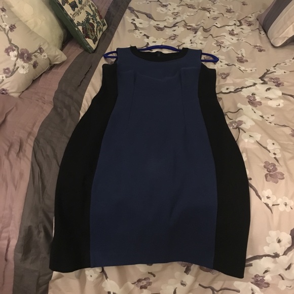 DKNY Navy and Black Colorblock Ponte Dress - Picture 2 of 6