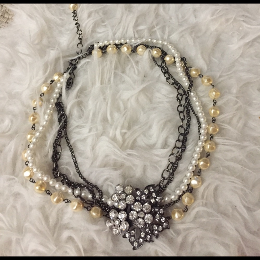 Express Mixed Pearls and Chain Statement Necklace