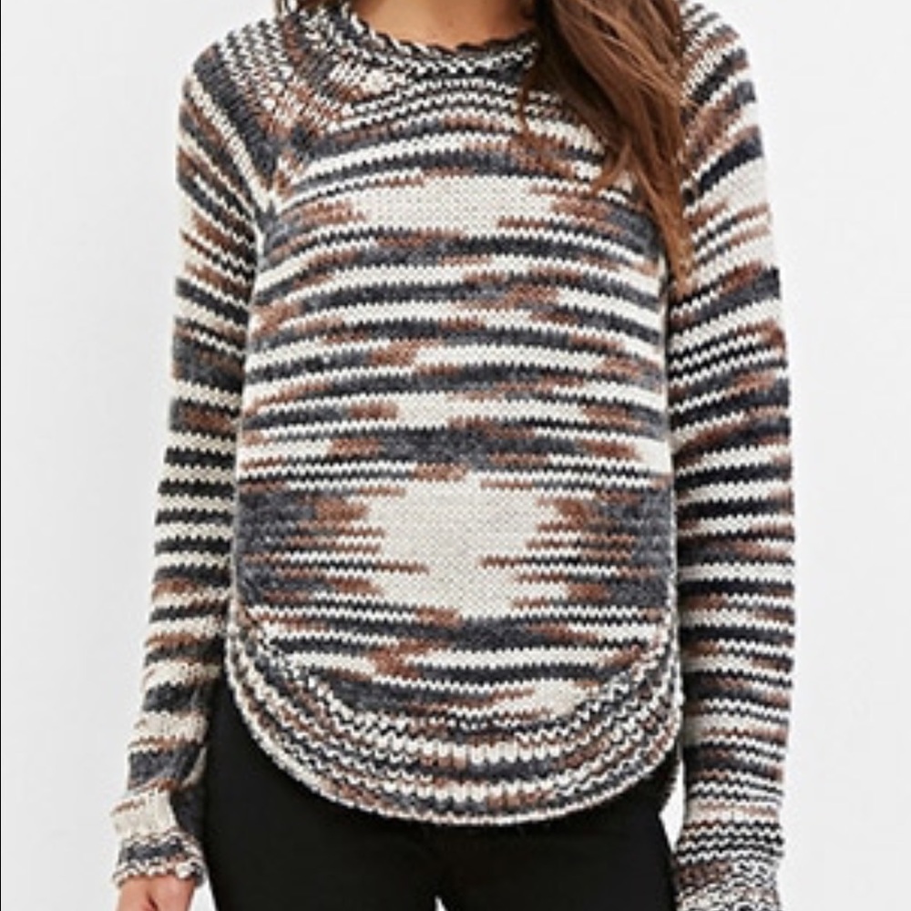Contemporary Tonal Knit sweater with side slits