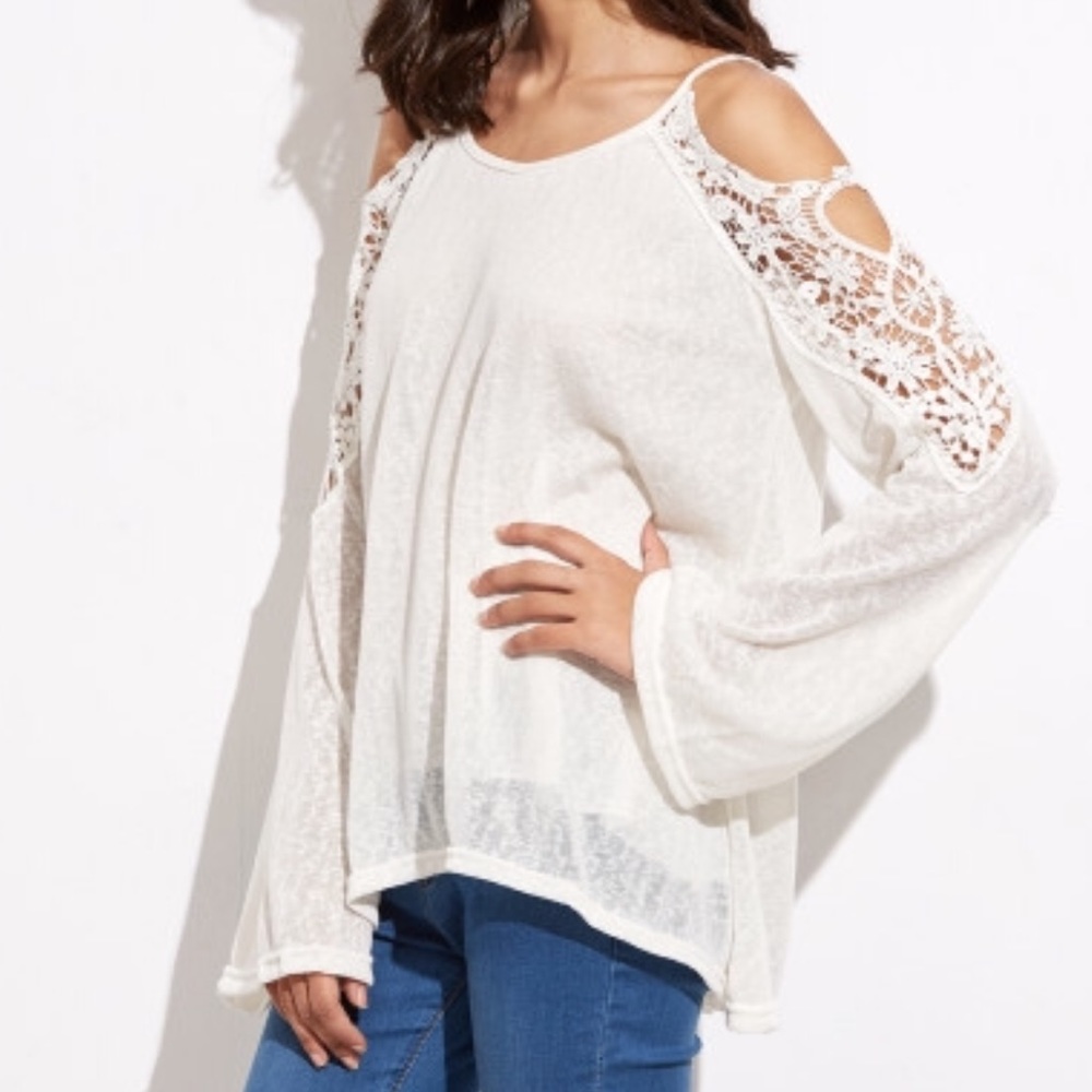 HOST PICK 3/4 White Cold Shoulder Top - Picture 3 of 4