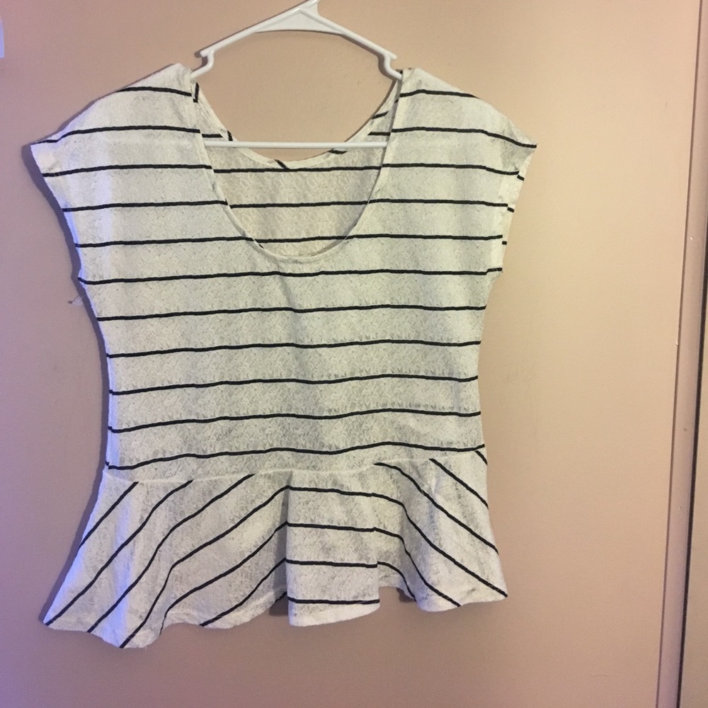 Black and white stripe peplum top