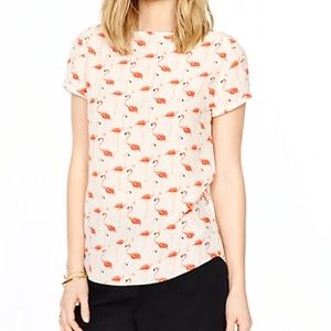 Kate Spade Boat Neck Flamingo Blouse