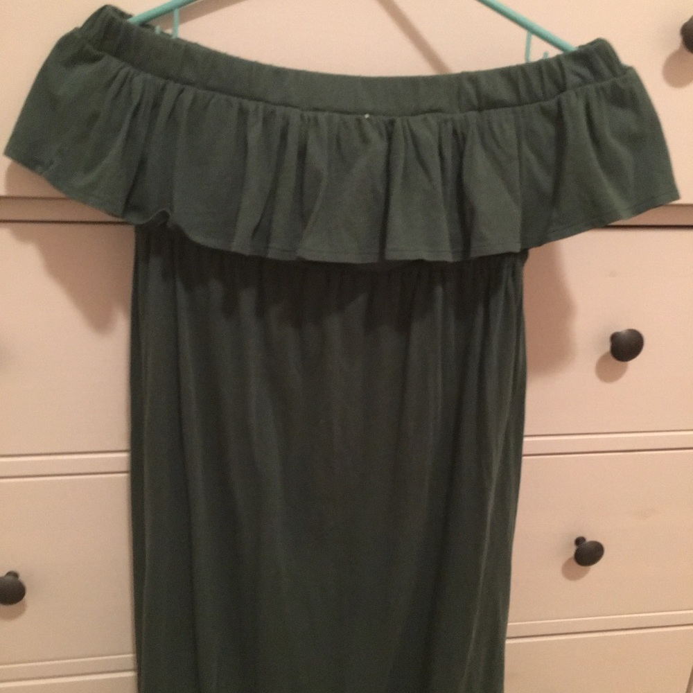 Dark green strapless dress