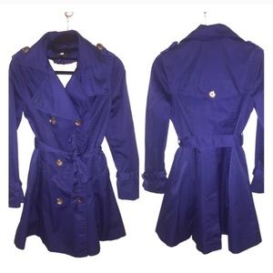 H&M Blue Trench Coat (XS, 2P)