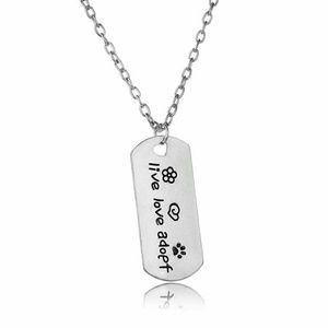 2/$10 Silver Love Adopt Pet Necklace